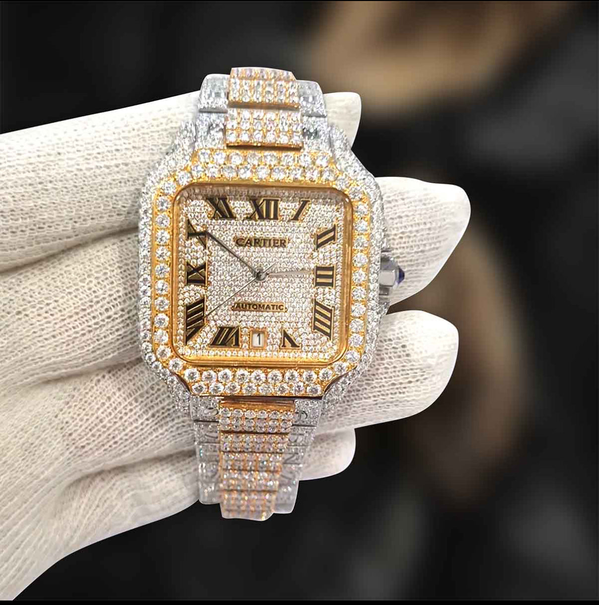 Cartier Santos ( Iced out ) - VVS Moissanite
