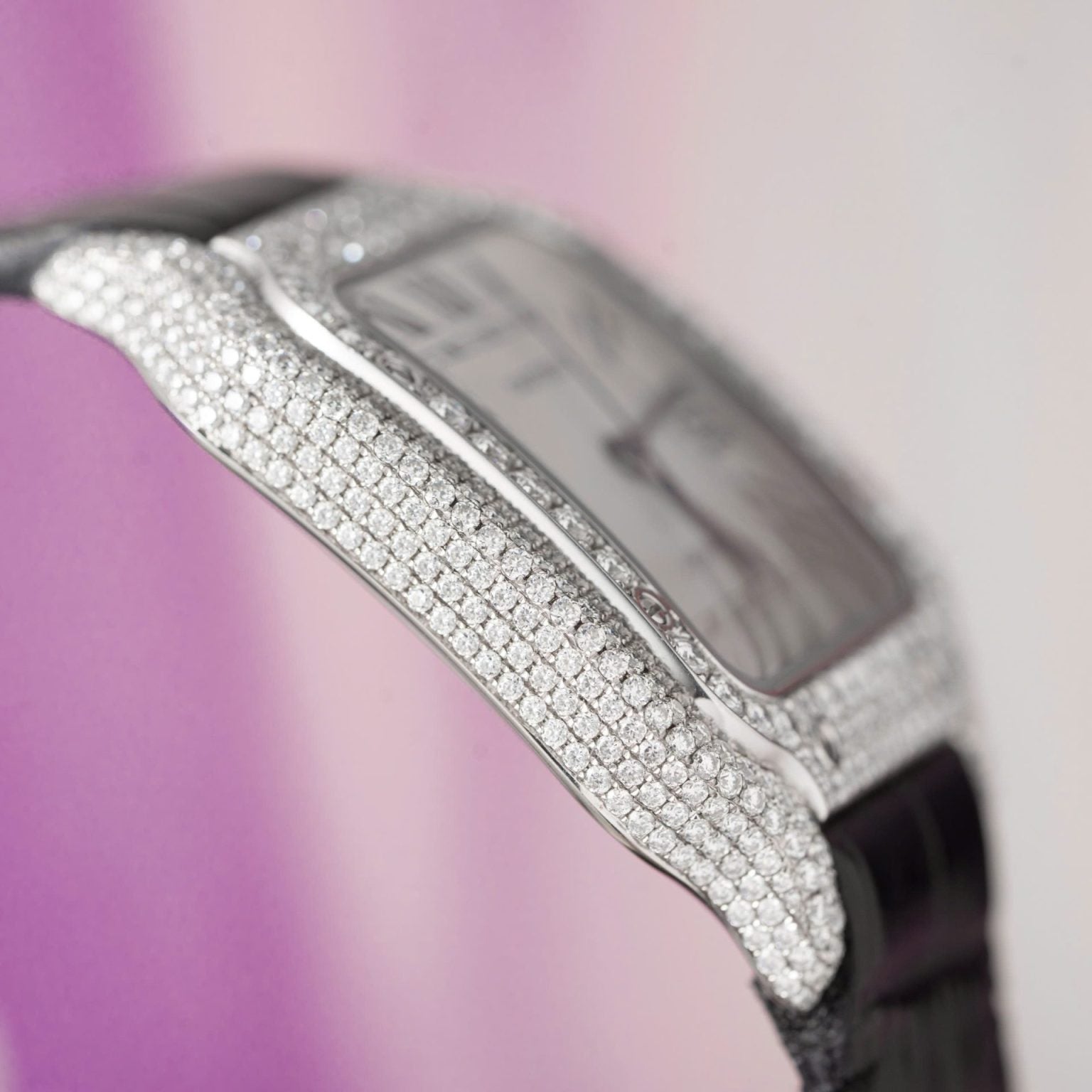 Cartier Santos ( Leren strap ) - VVS Moissanite