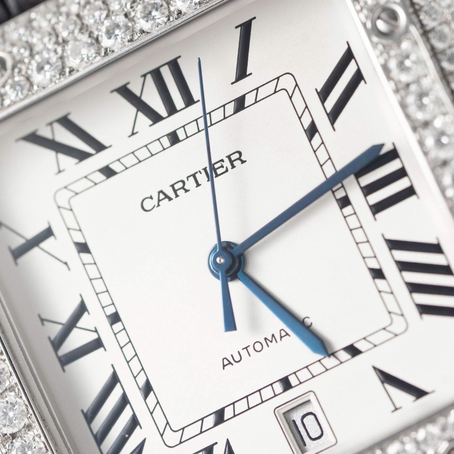 Cartier Santos ( Leren strap ) - VVS Moissanite