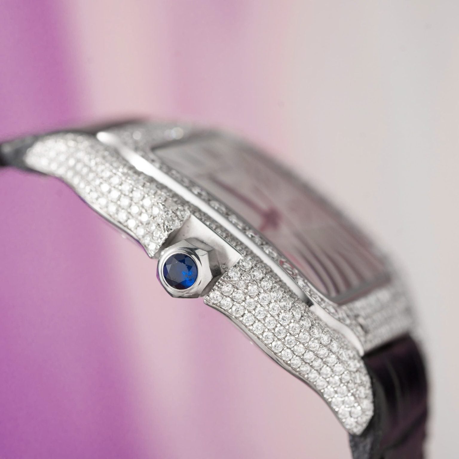 Cartier Santos ( Leren strap ) - VVS Moissanite