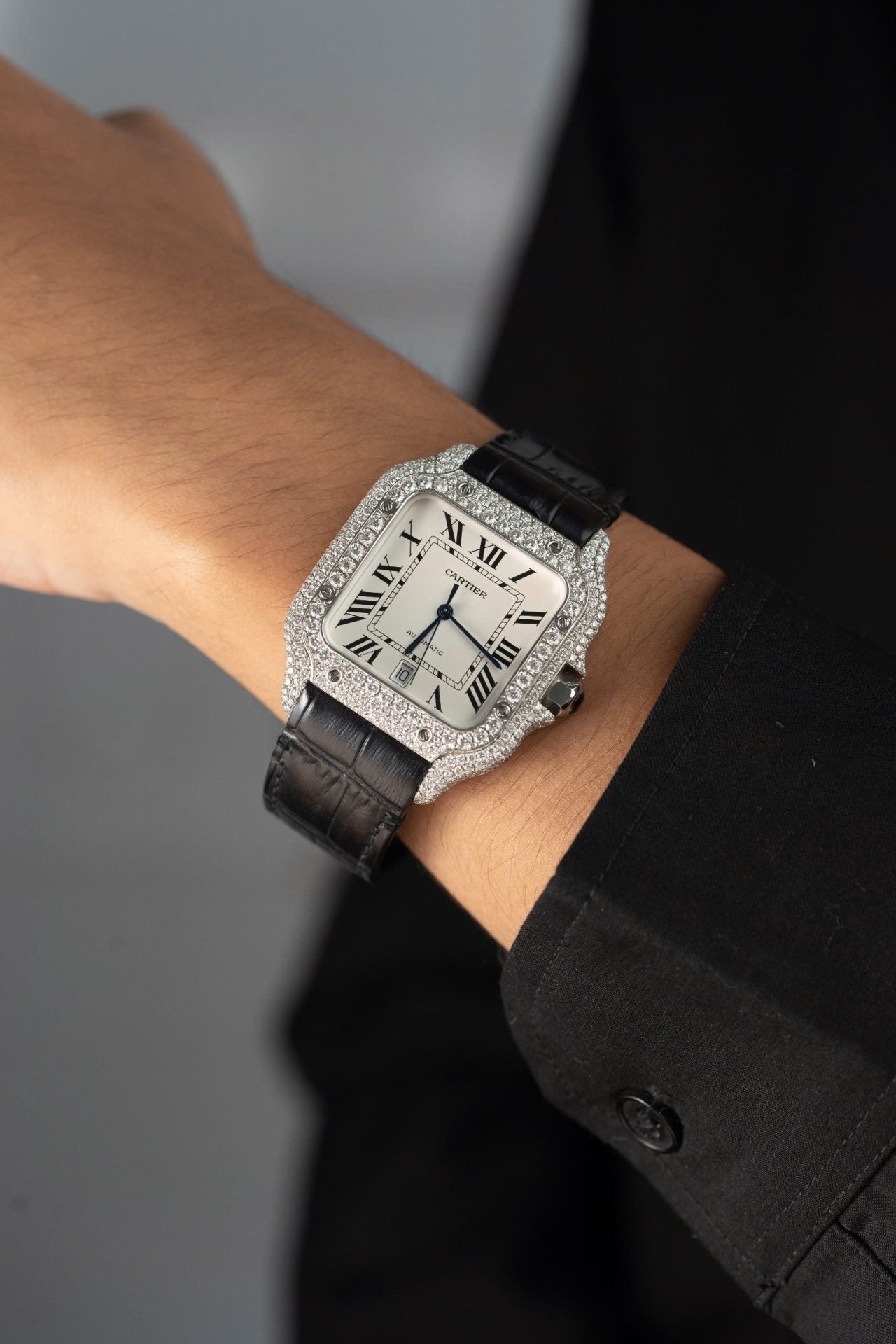 Cartier Santos ( Leren strap ) - VVS Moissanite