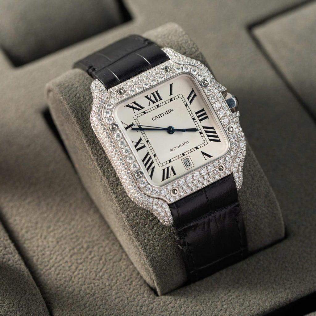 Cartier Santos ( Leren strap ) - VVS Moissanite