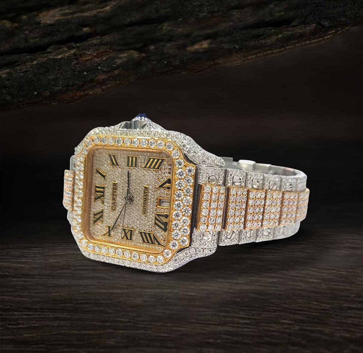 Cartier Santos ( Iced out ) - VVS Moissanite