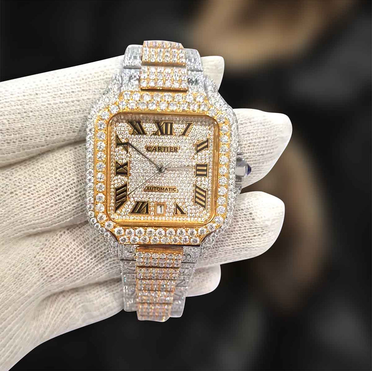 Cartier Santos ( Iced out ) - VVS Moissanite