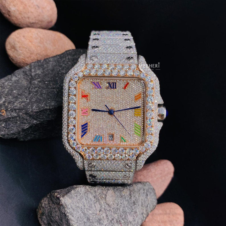Cartier Santos ( Iced out ) - VVS Moissanite