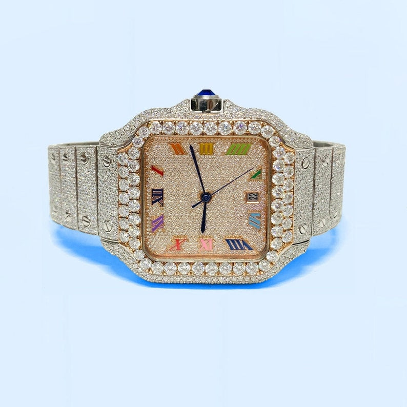 Cartier Santos ( Iced out ) - VVS Moissanite