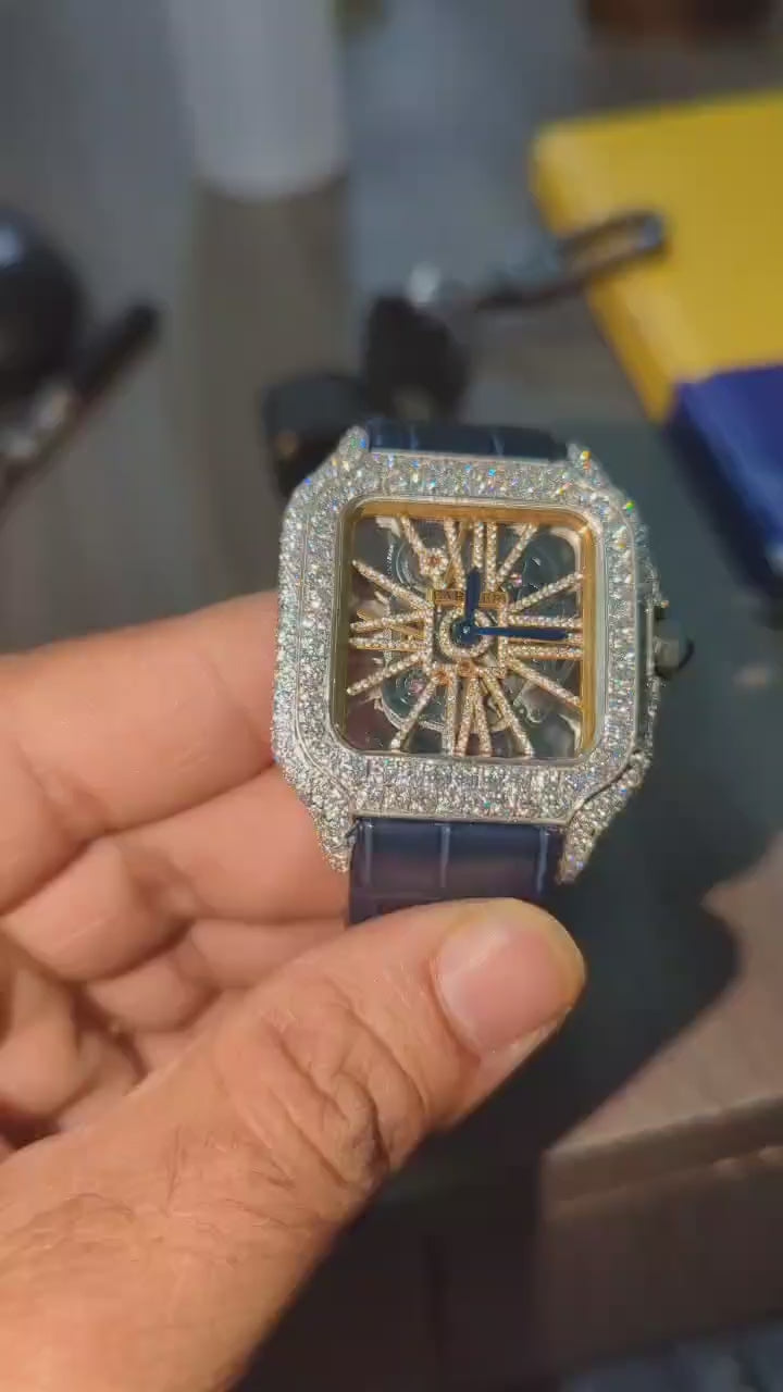 Cartier Santos ( Leren strap ) - VVS Moissanite